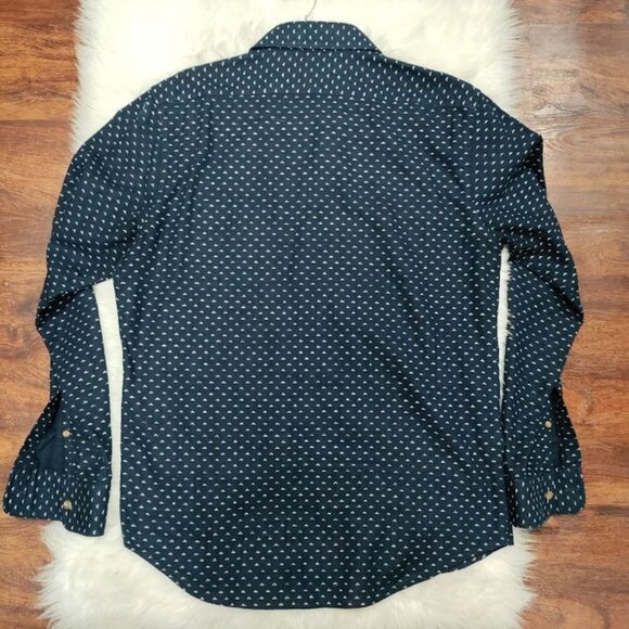 Taylor Stitch Men's Long Sleeve Printed Navy Button-Front Shirt Size 40 - Picture 3 of 8